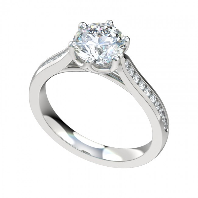 6 Prong Trellis Ring With Channel Setting R1151
