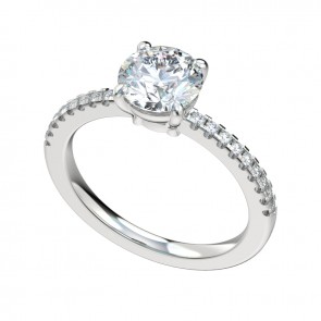 Silver Split Prong Scallop Setting Engagement Ring