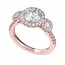 Rose Gold 3 Stone Halo Engagement Ring