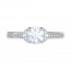 Top View Silver Half Moon Halo Engagement Ring