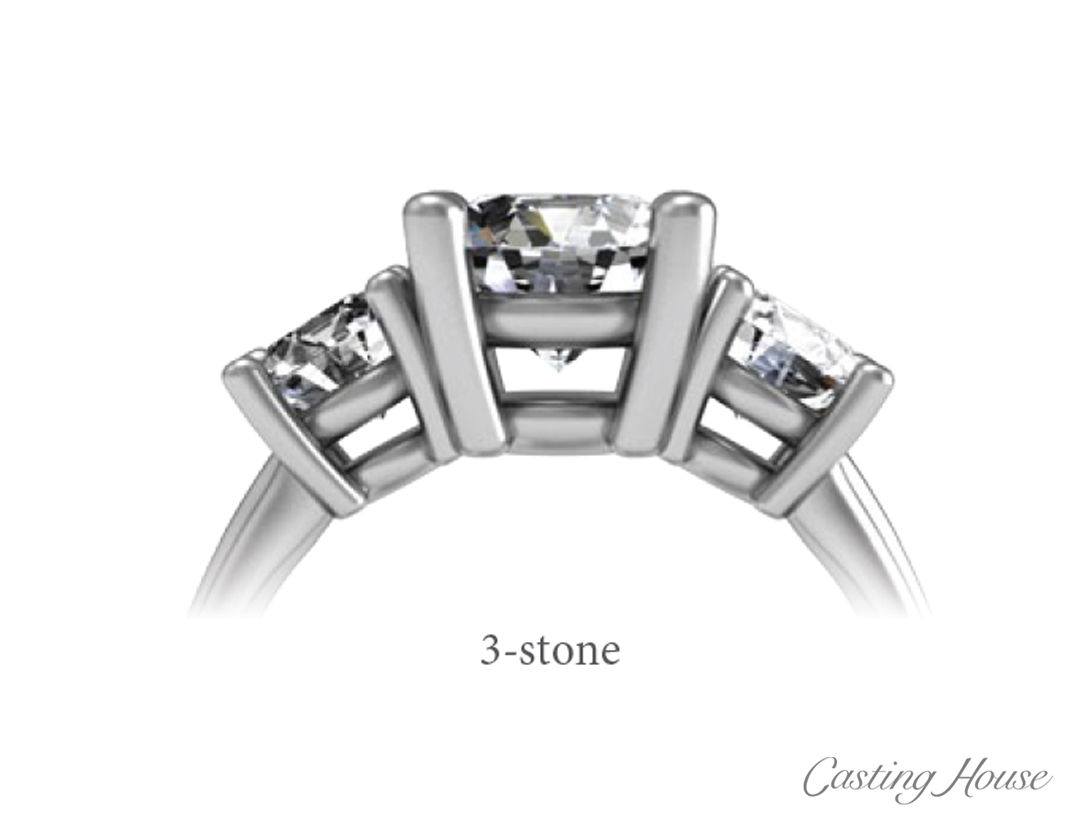 Ring Gallery and Center Setting Styles  -3 stone